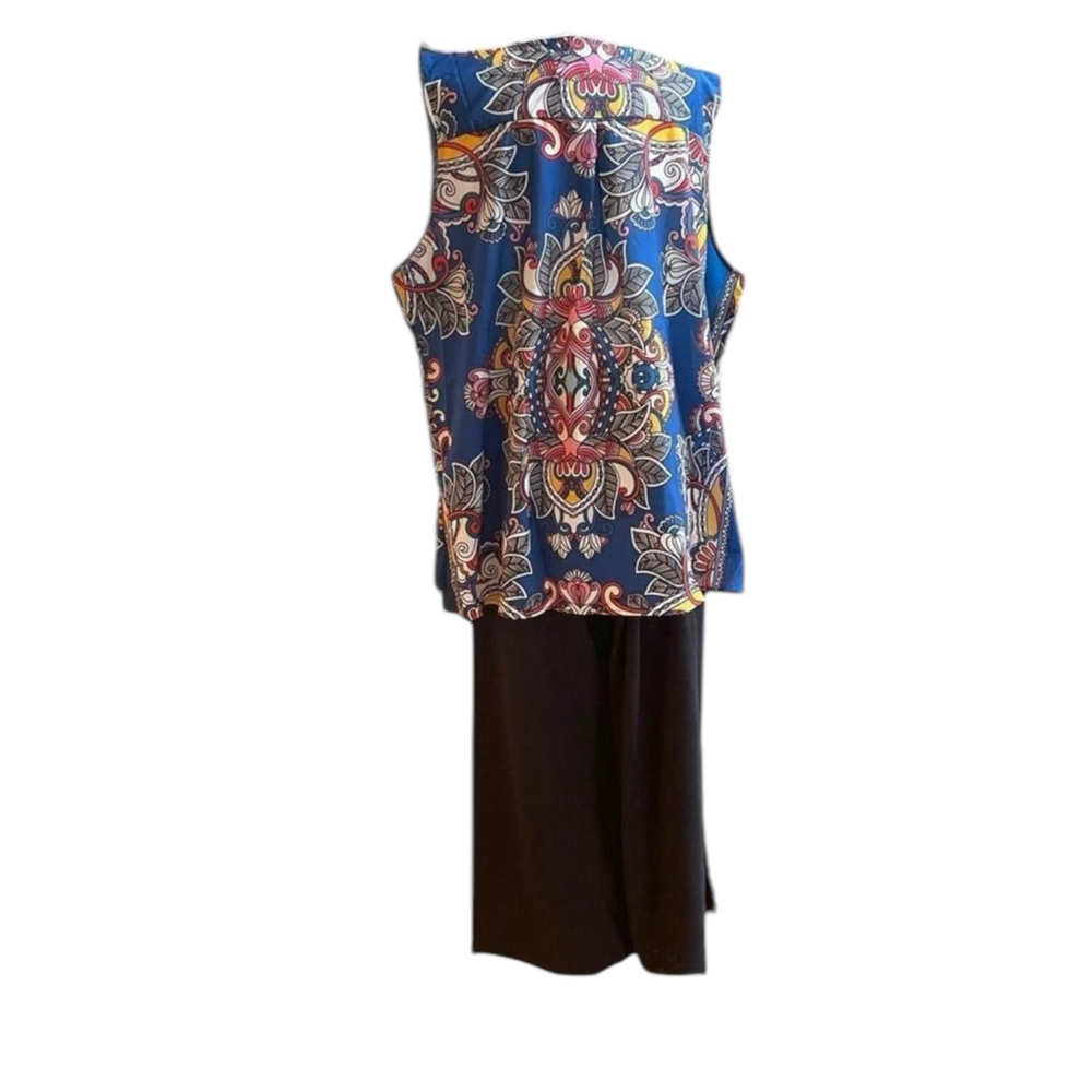 Suzanne Betro 2-Piece Set 4X NWT | Scarf Print Sleeveless Top & Black Crop Pants - Picture 13 of 13